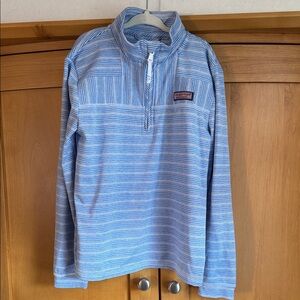Vineyard Vines Kids Striped Blue Quarter-Zip Pullover